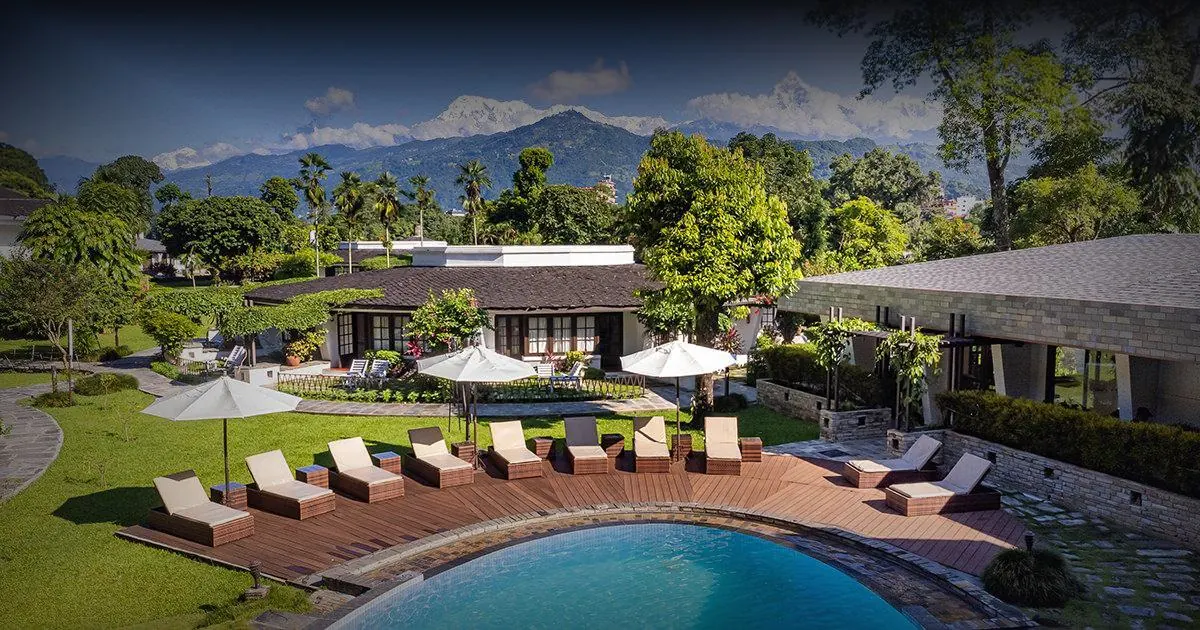 Lakeside resort with Himalayan backdrop, Pokhara